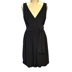 Loft Black Tie Waist Bubble Dress 8